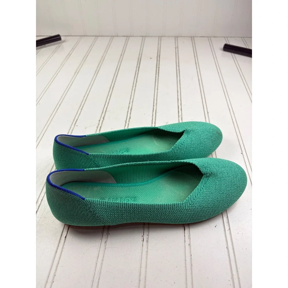 Rothys The Point Mojito Metallic Pointed Toe Knit Flats Women's Size 8.5
